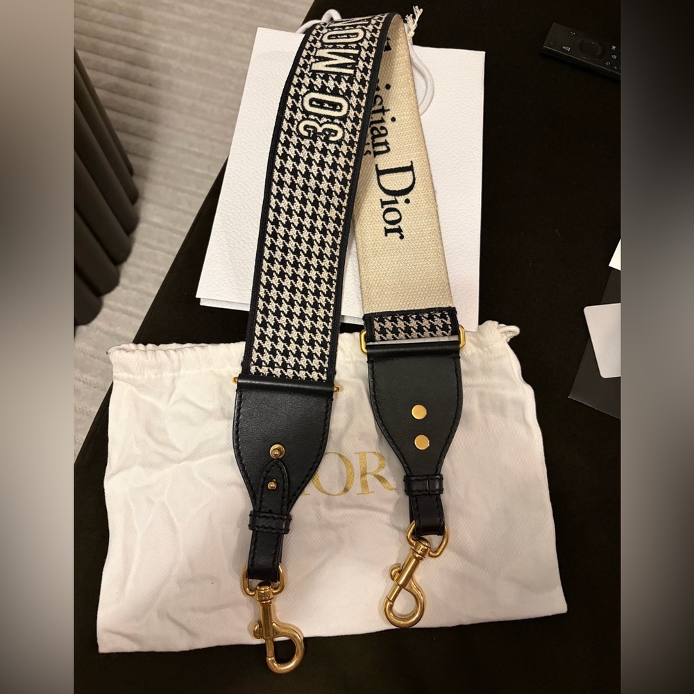Dior black and white houndstooth strap